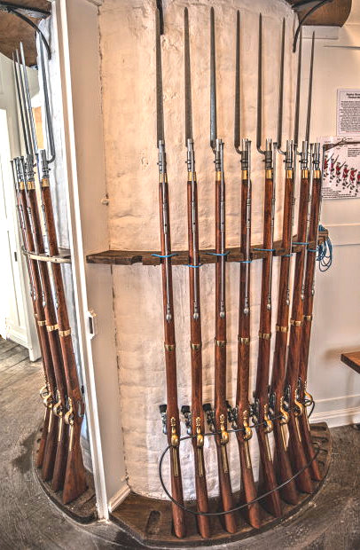 Muskets in their rack in Martello Tower No.24