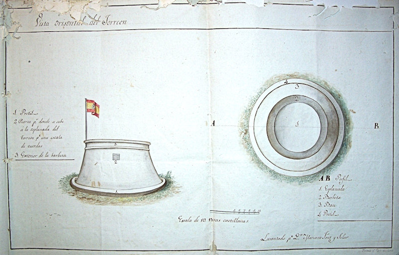 Plans for Martello Tower at Cabo Rojo on Puerto Rico
